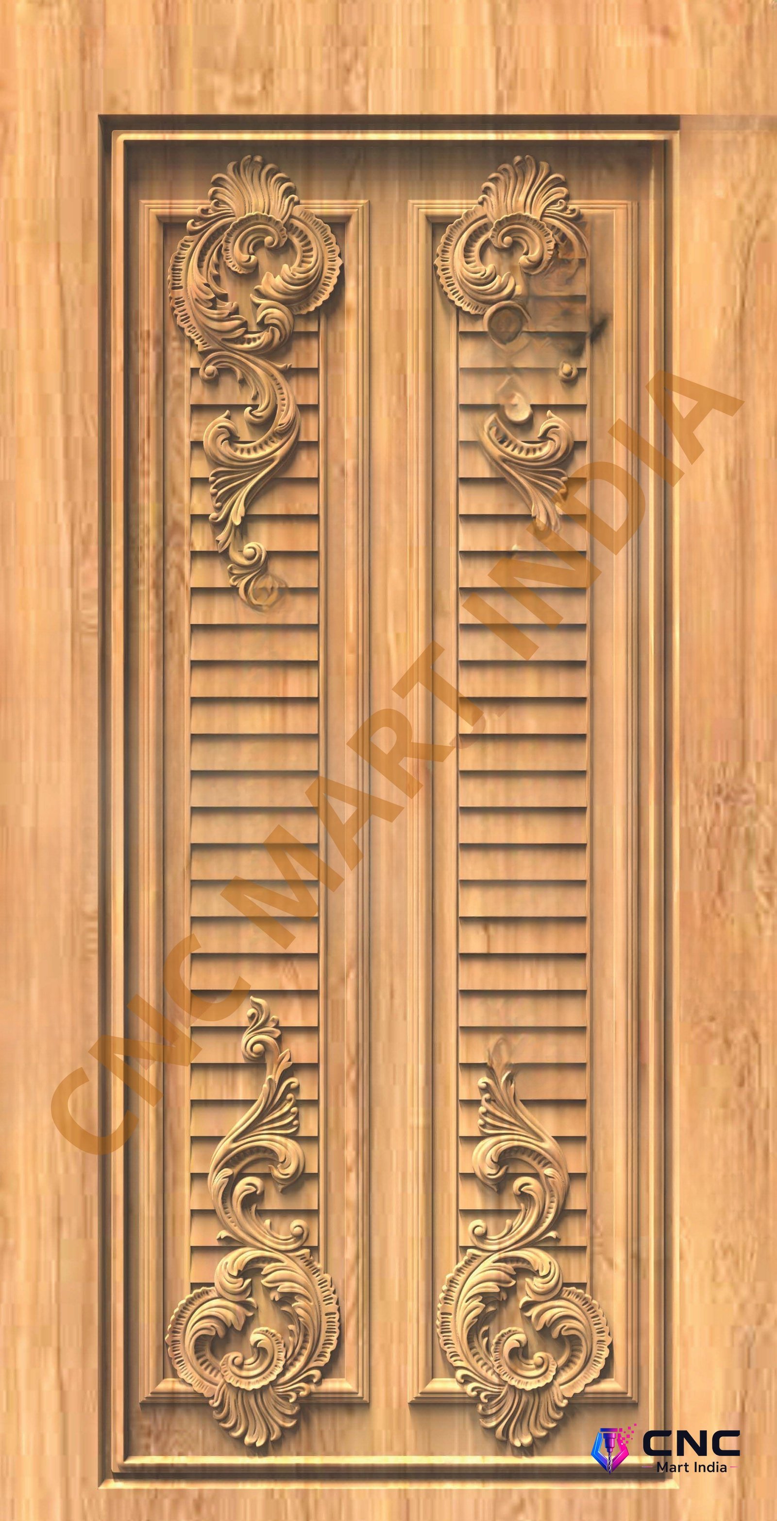 GSK EMBOSSING - EMD-41 Elegant Floral Scrollwork Carved Wood Door 3D Model